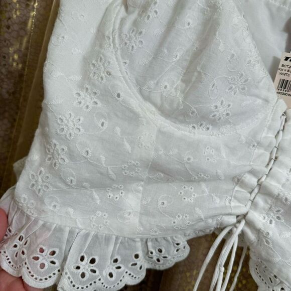 West of Melrose White Eyelet Lace Up Corset Top XL NWT - Picture 3 of 10